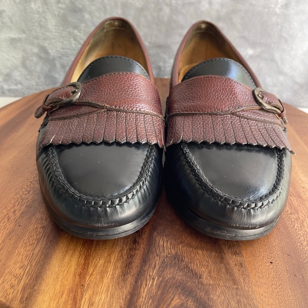 Cole Haan Loafers Mens 11 E Black Brown Leather‎ Kiltie Buckle Detail - Picture 4 of 16